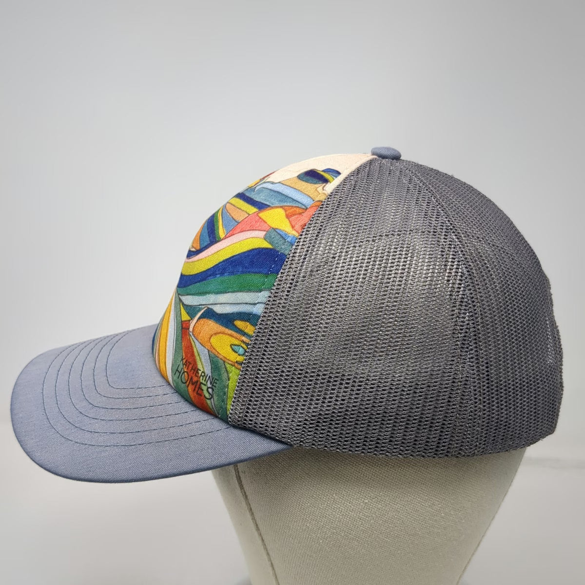 Katherine Homes Trucker Hat Blue Multicolor One Size Abstract Mountain Graphic