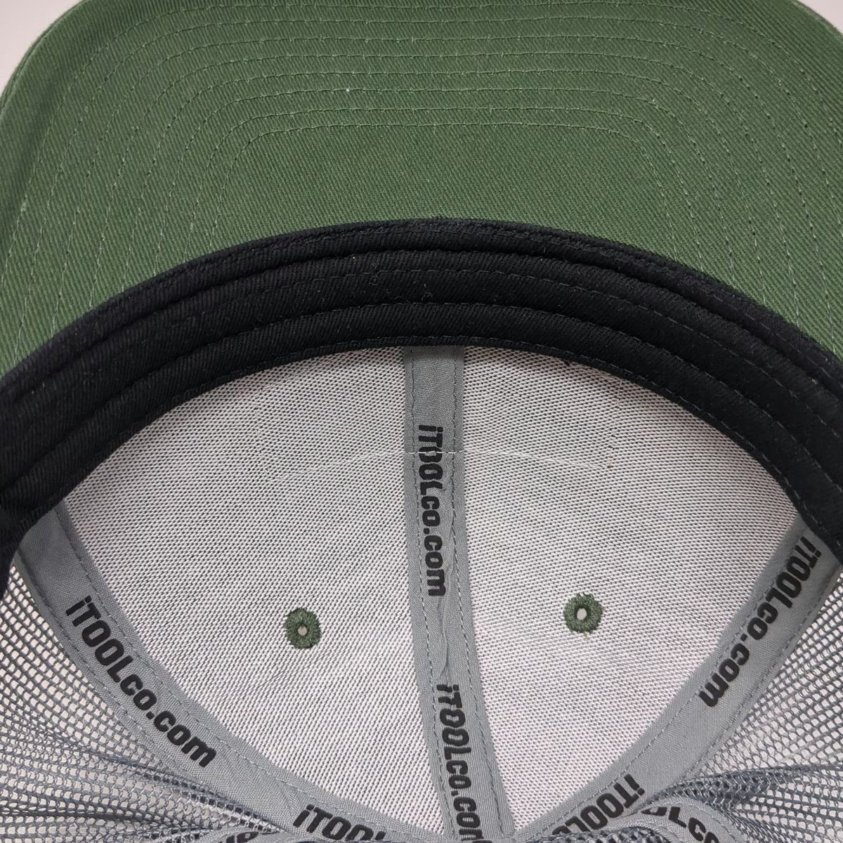 iTOOLco. Trucker Hat Green Gray One Size Mesh Snapback Logo Patch Workwear
