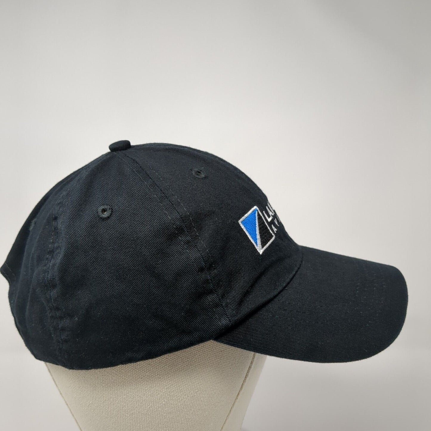 Landmark Aviation Strapback Hat Black OS Adjustable Embroidered Port & Company