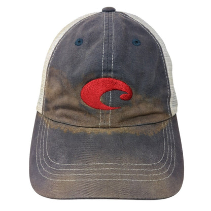 Costa Del Mar Logo Strapback Trucker Hat Blue One Size Mesh Back 6 Panel