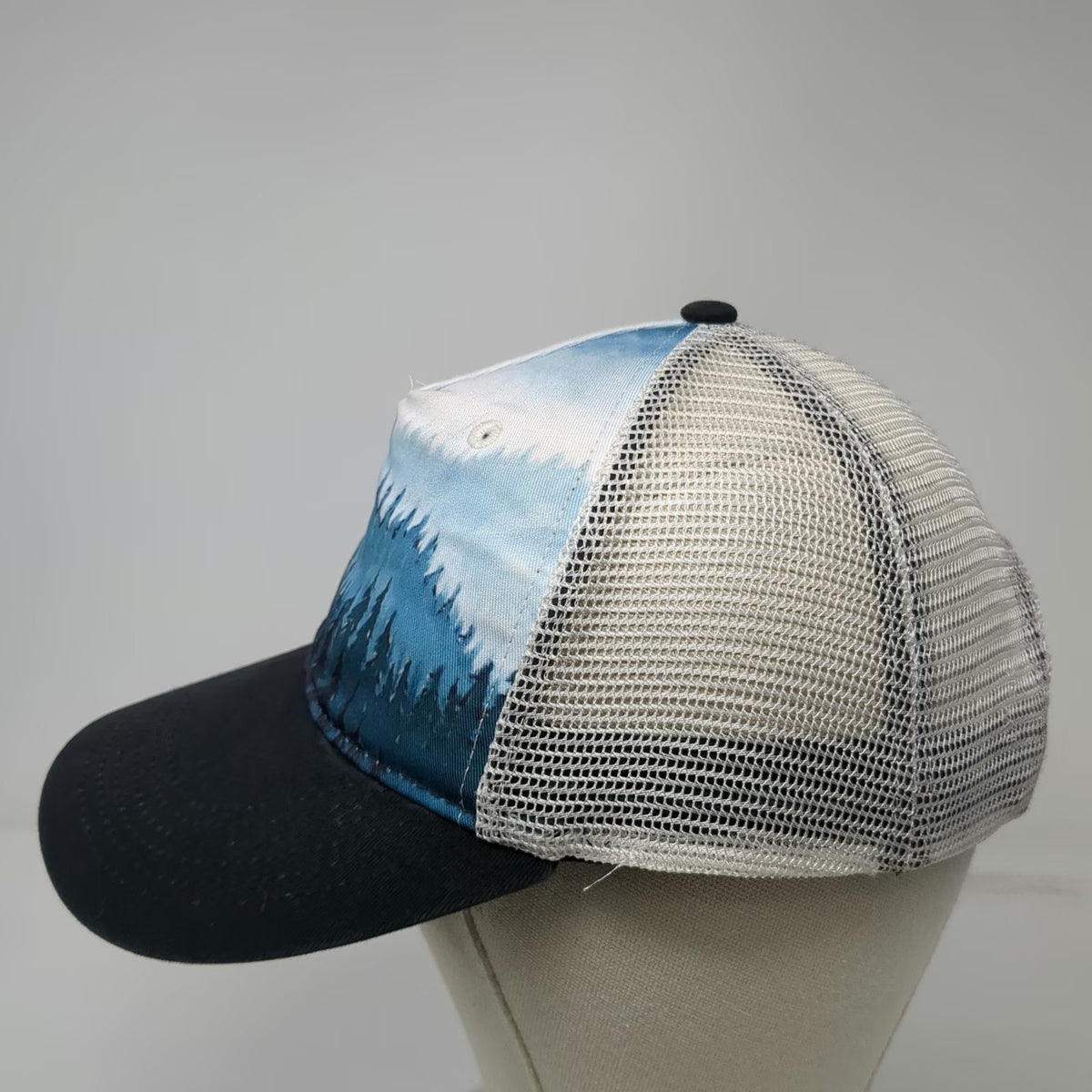 Locale Outdoor Trucker Hat Blue Black Gray OSFM Landscape Forest Mesh Snapback