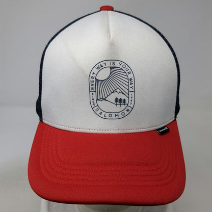 Salomon Trucker Hat White Red Blue One Size Mesh Snapback Mountain Graphic Print