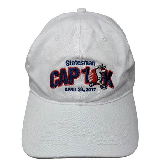 Statesman Cap 10K Men's Slideback Hat White Embroidered Logo 100% Cotton