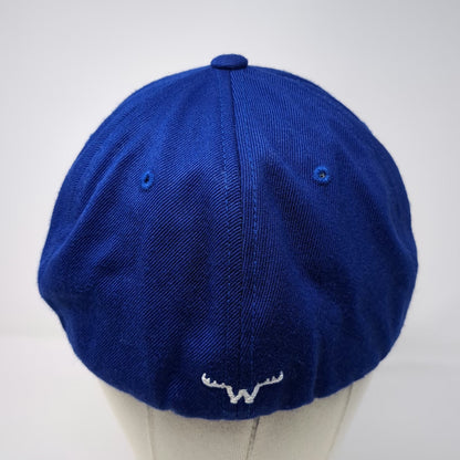 Flexfit Moosejaw Blue Baseball Cap One Size Embroidered Logo Outdoor Gear Hat