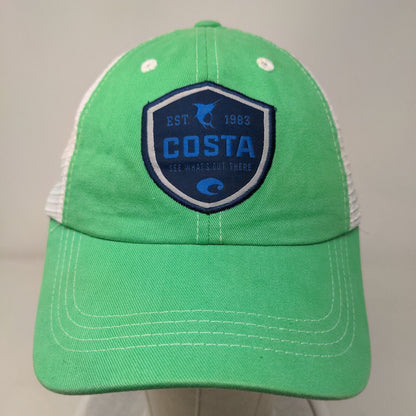 Costa Strapback Mesh Back Trucker Hat Green One Size Embroidered Colorblock