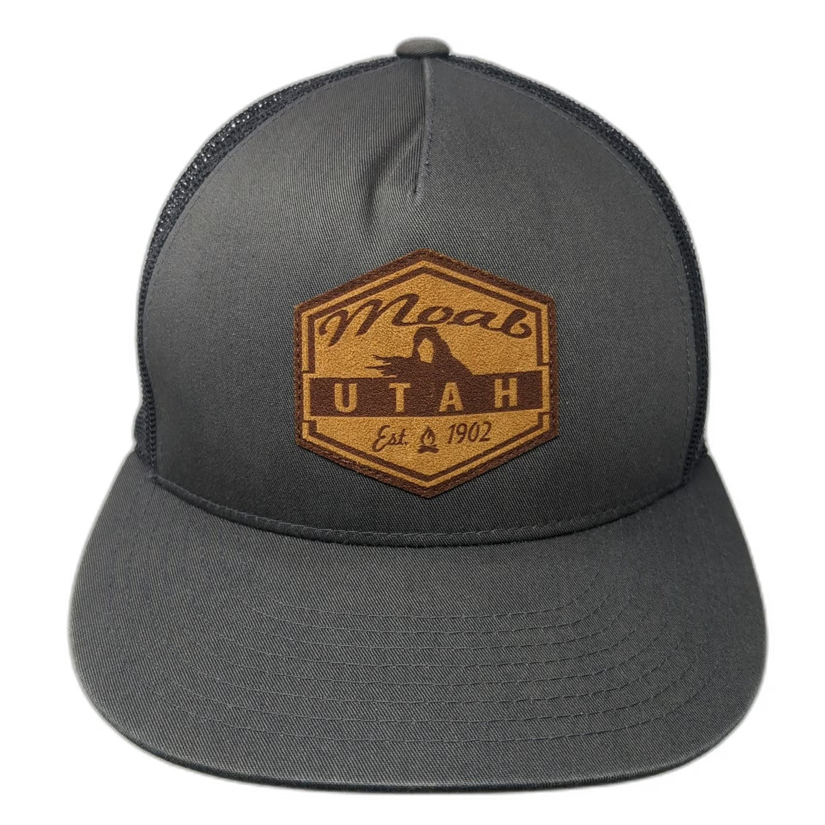 Yupoong Trucker Hat Gray One Size Snapback Mesh Back Moab Utah Arch Patch