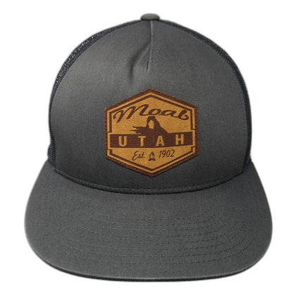 Yupoong Trucker Hat Gray One Size Snapback Mesh Back Moab Utah Arch Patch
