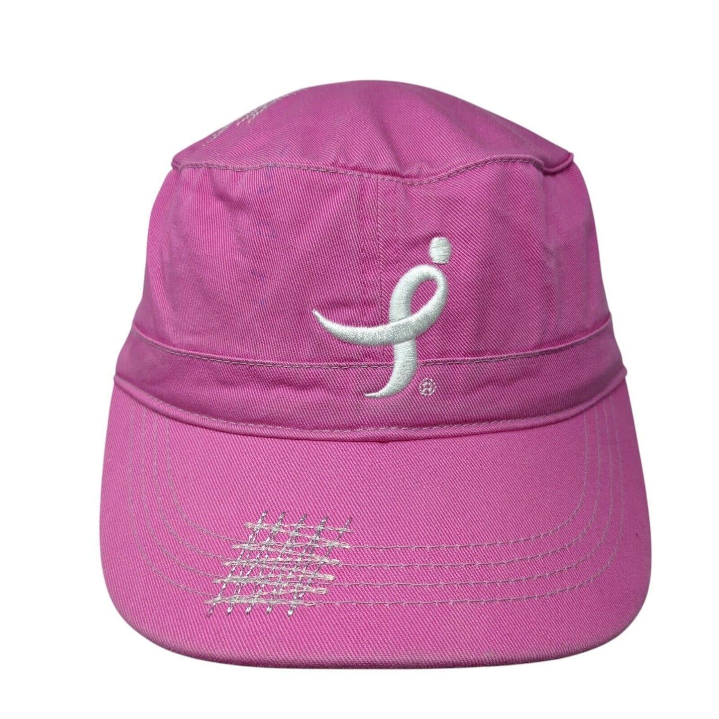 In Pink Cadet Army Cap Pink One Size Adjustable Embroidered Distressed Cotton
