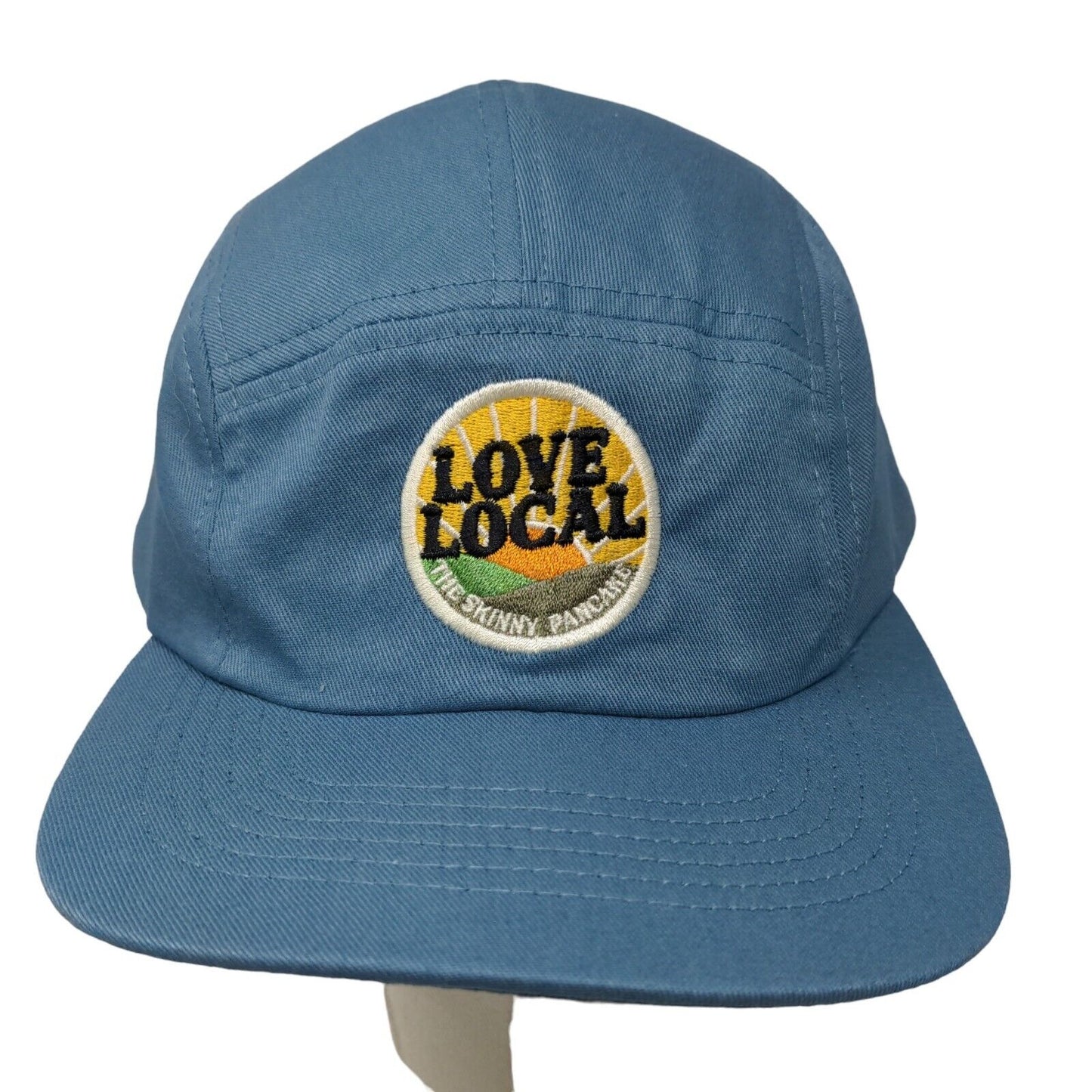 AS colour Men's Slideback Hat Blue OSFA Embroidered Love Local Skinny Pancake