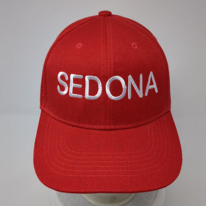 Sedona Strapback Hat Red One Size Adjustable Embroidered Solid 6 Panel
