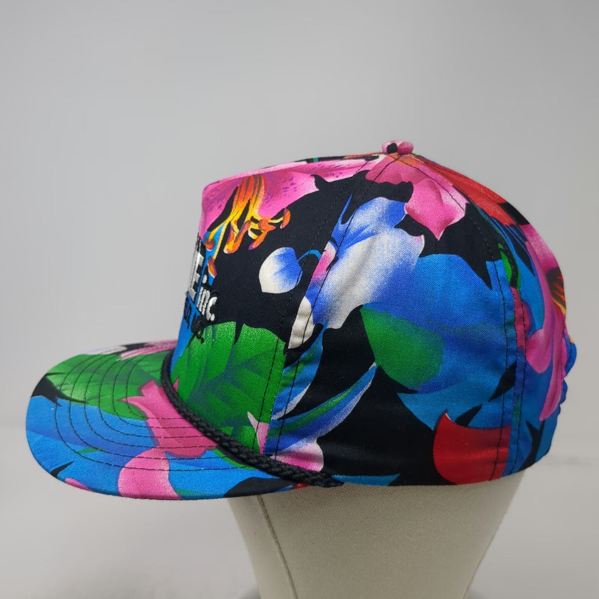 Prime Inc 5 Panel Black Floral Hat One Size Snapback Rope Springfield MO Logo