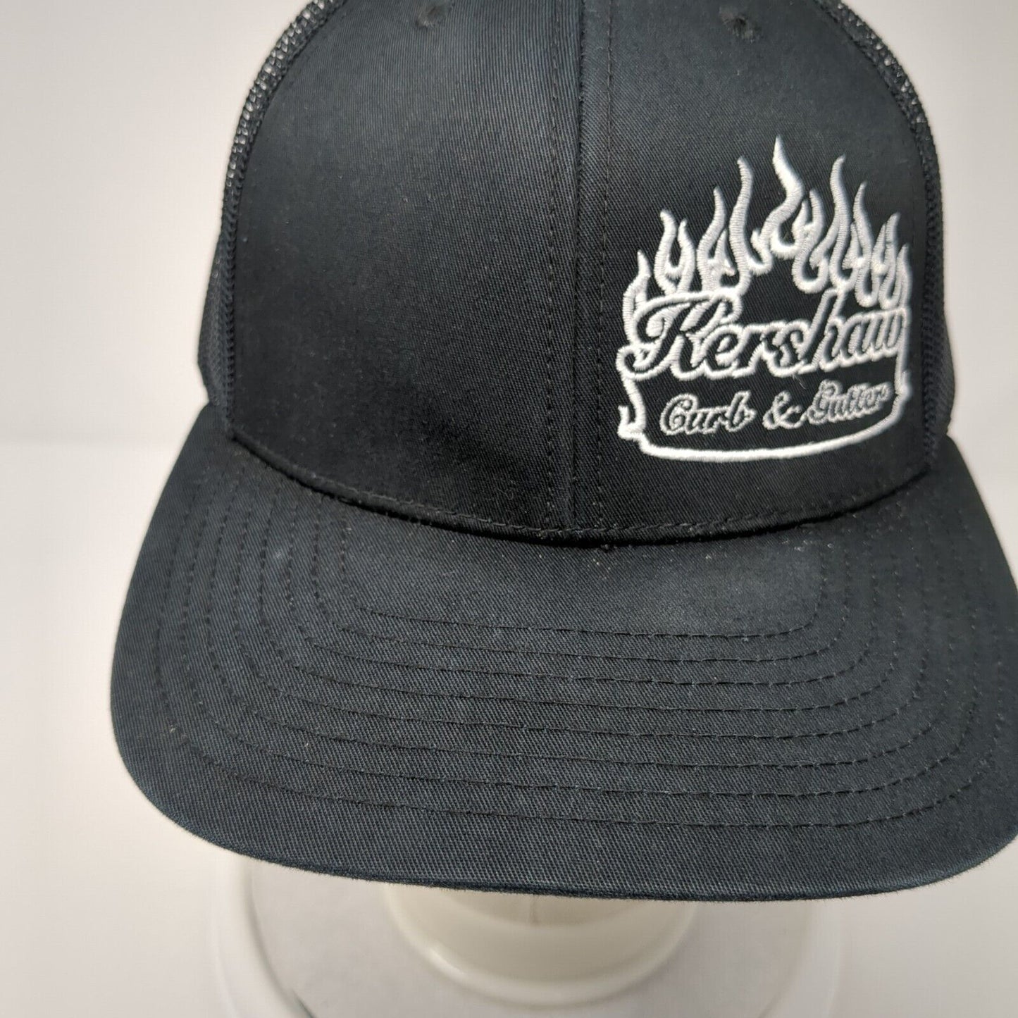 Kershaw Curb & Gutter Snapback Trucker Hat Black OS Adjustable Mesh Richardson