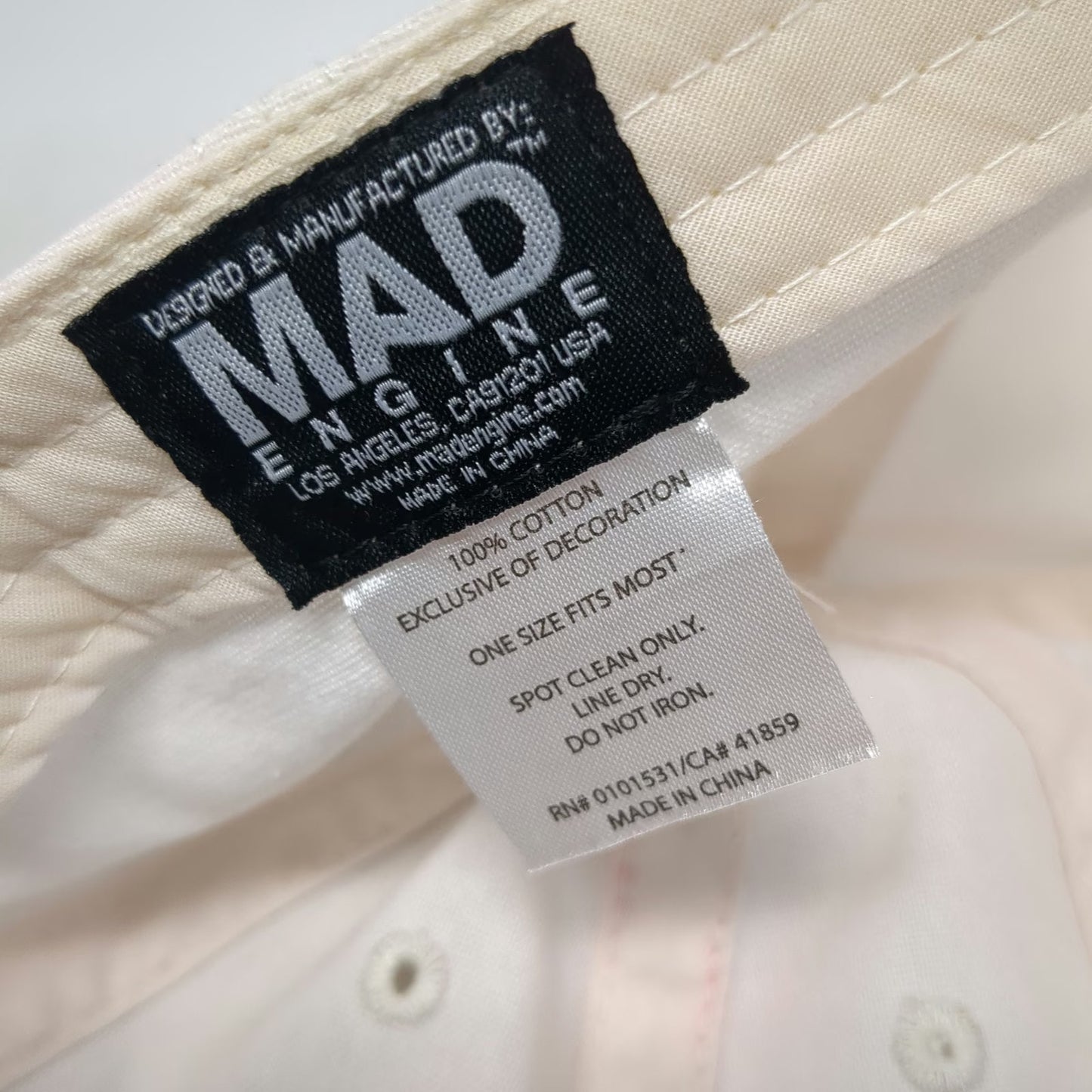 Mad Engine Hamptons Embroidered Baseball Cap White Blue One Size Slideback Hat