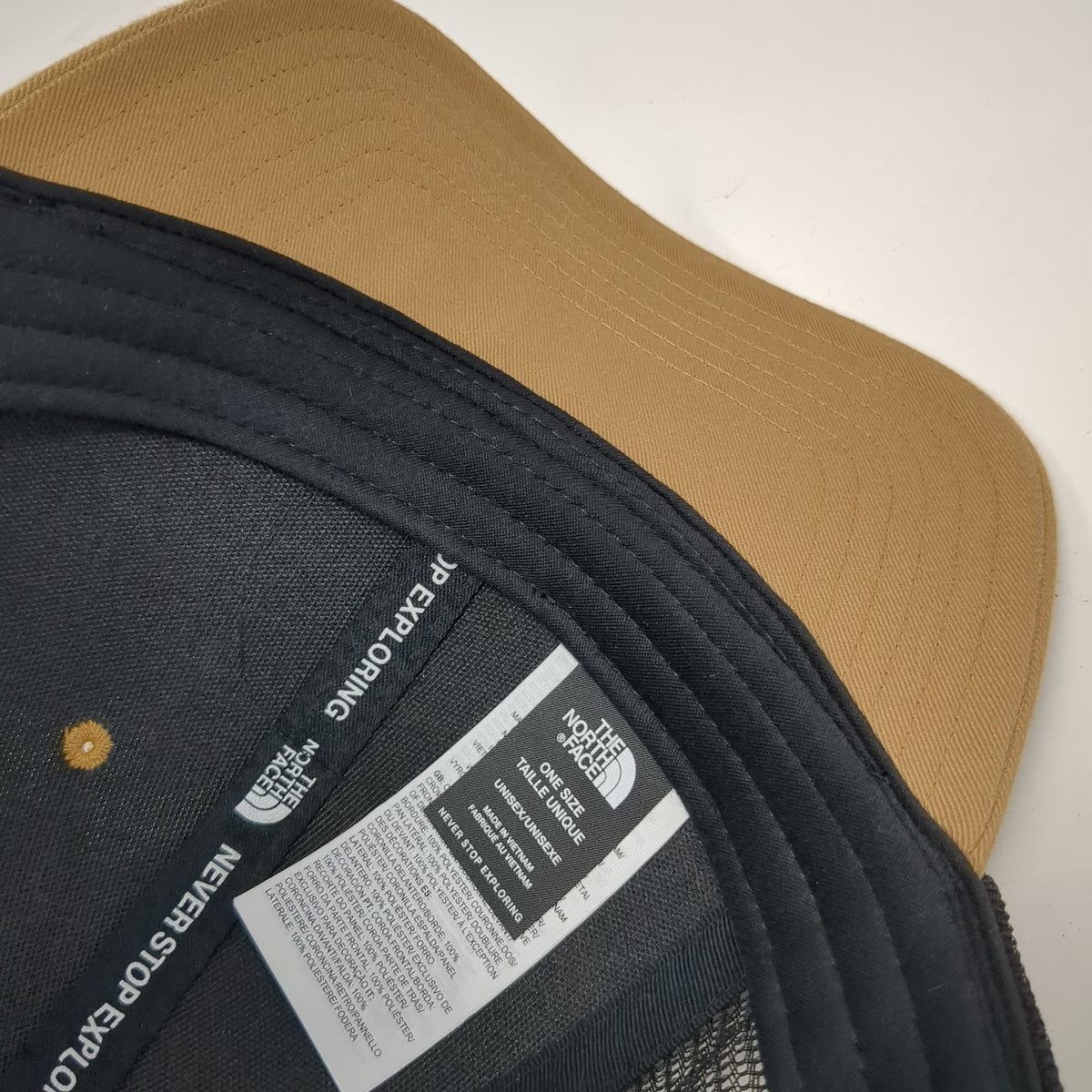 The North Face Trucker Hat Brown One Size Snapback Mesh Mountain Graphic Patch