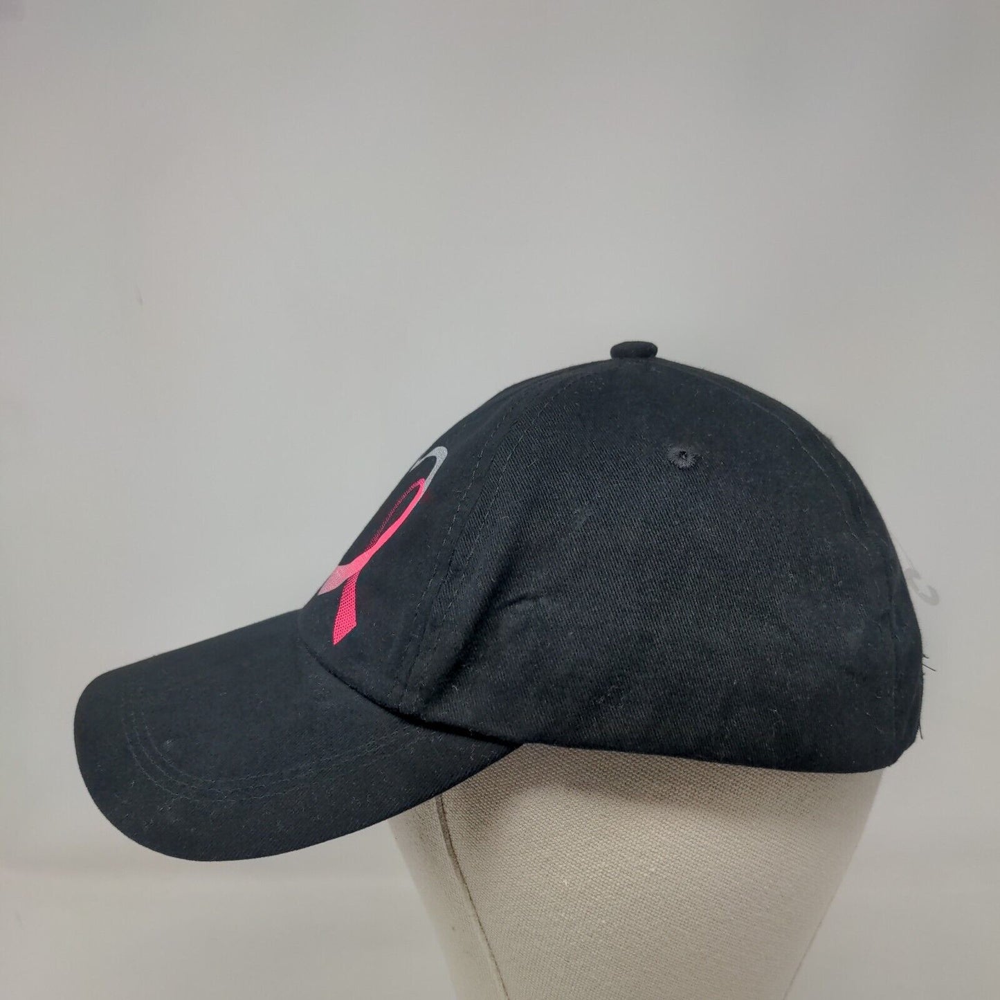 Pink Heart Breast Cancer Awareness Slideback Hat Black OS Adjustable Cotton