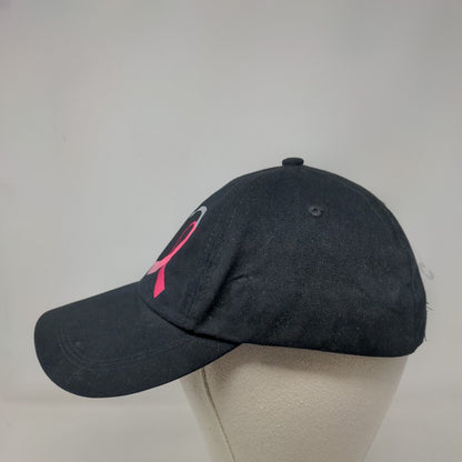 Pink Heart Breast Cancer Awareness Slideback Hat Black OS Adjustable Cotton