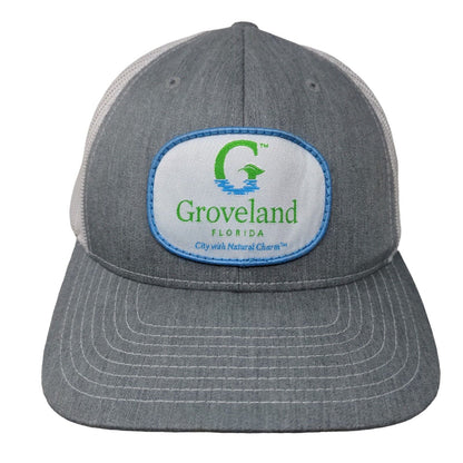 Groveland Florida Snapback Trucker Hat Gray OS Adjustable Mesh Back Richardson