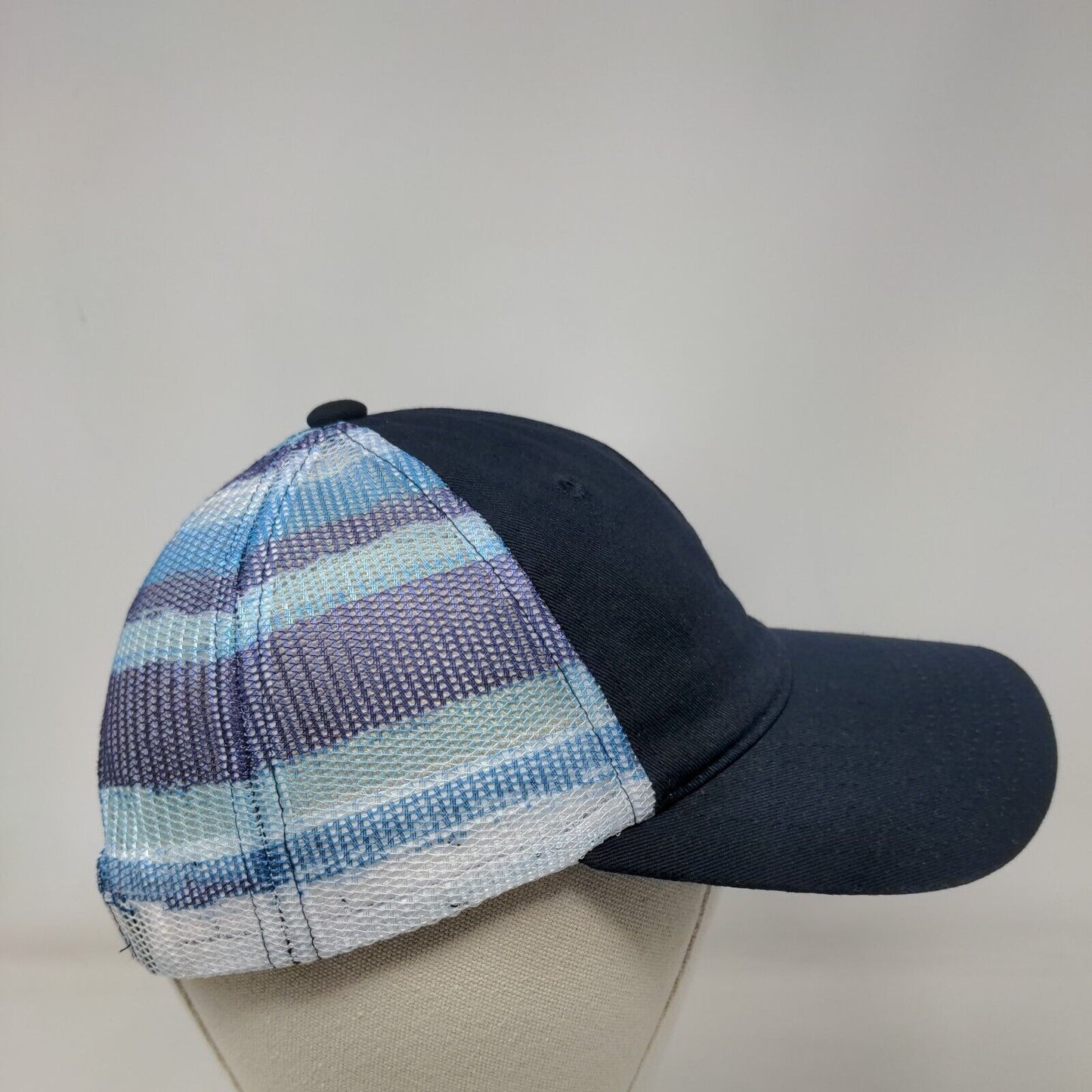 Avalanche Snapback Mesh Back Trucker Hat Blue One Size Striped 6 Panel