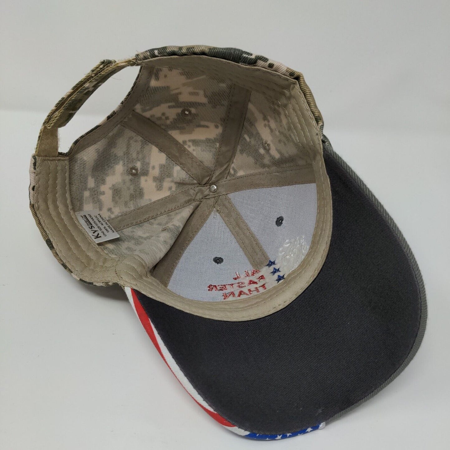 All Faster Than Dialing 911 USA Flag Strapback Hat Camouflage OSFM Patriotic