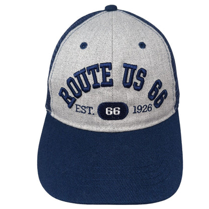 Route US 66 Snapback Trucker Hat Blue One Size Mesh Back Embroidered