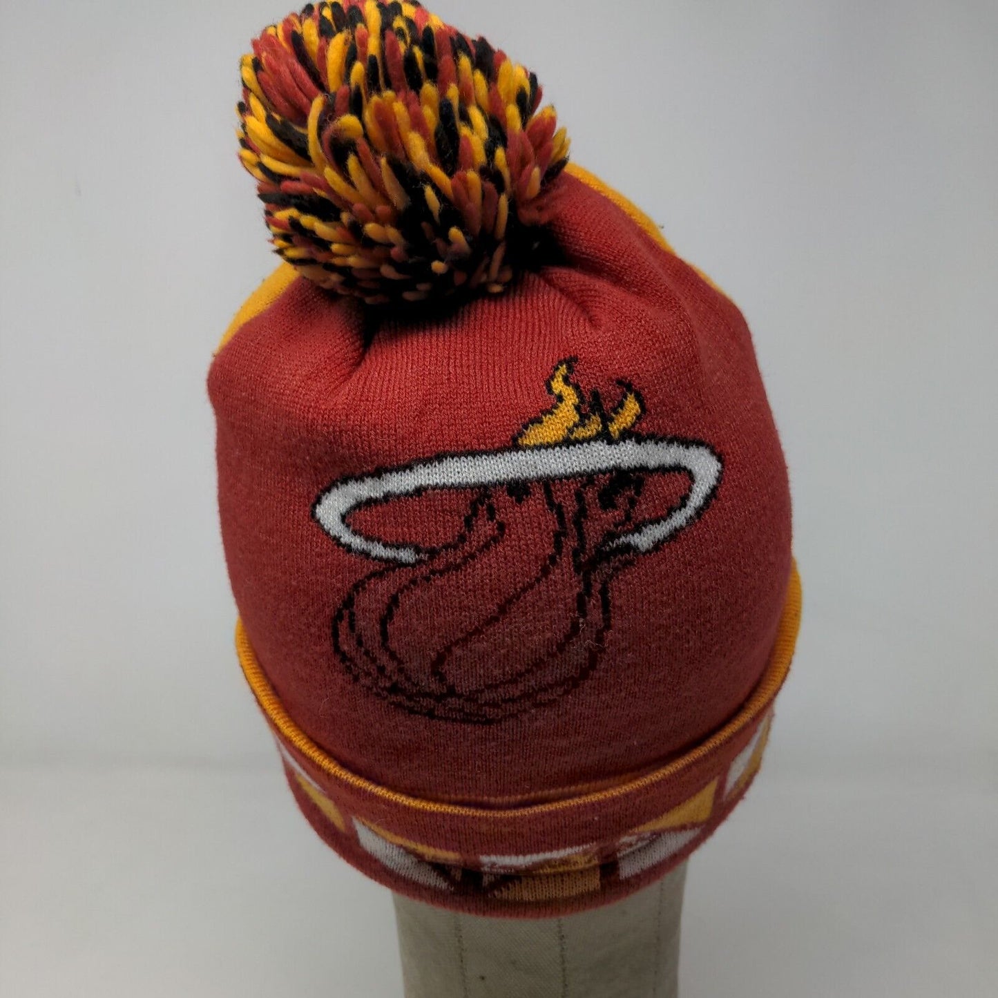 Mitchell & Ness Men's NBA Knit Beanie Hat Cap Yellow Miami Heat 100% Acrylic