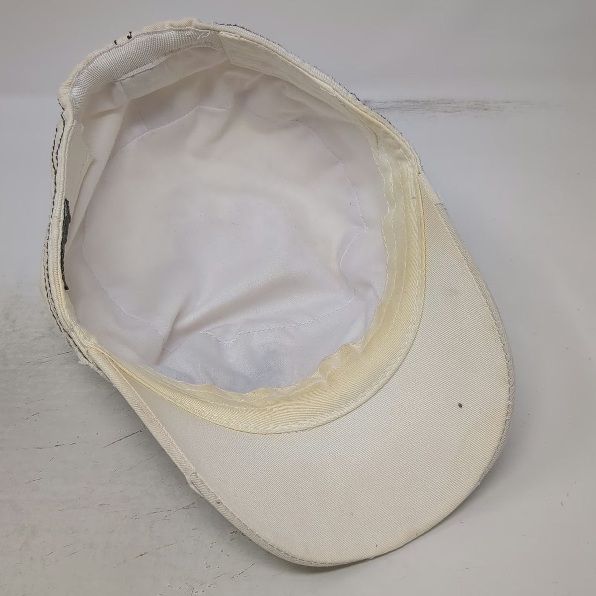 Samana Army Cap White One Size Floral Heart Wing Patch Rhinestone Distressed Hat