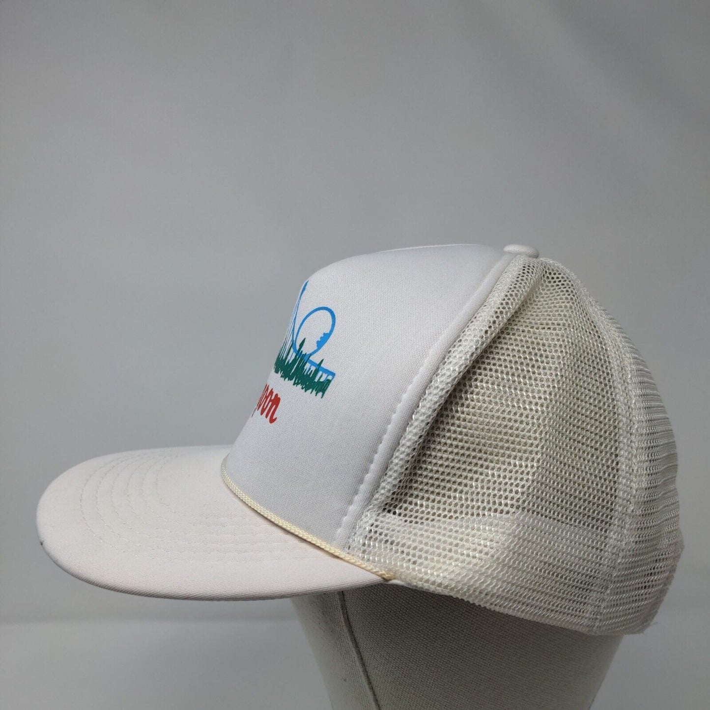 Lagoon Snapback Trucker Hat White OSFA Adjustable Mesh Back Rope Polyester