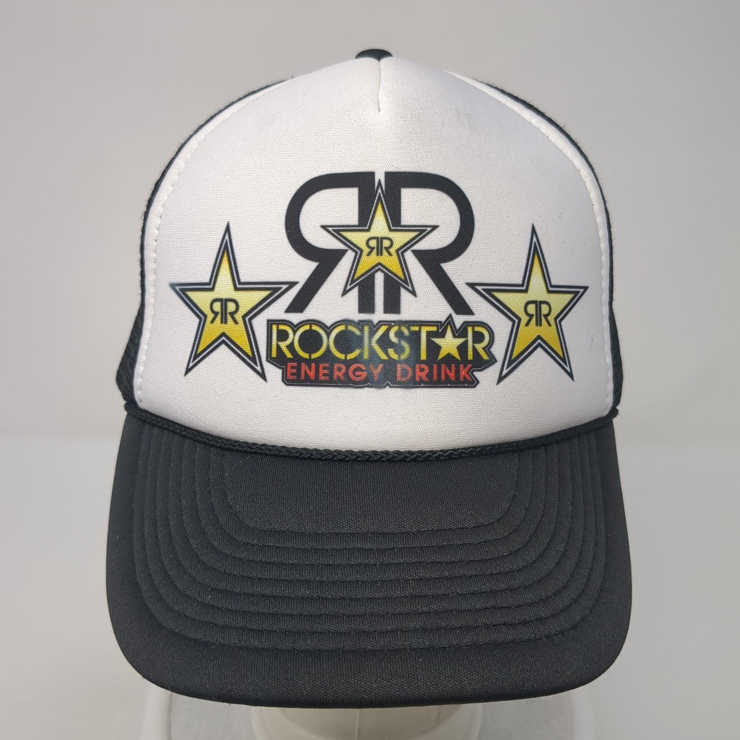 Rockstar Energy Drink Snapback Trucker Hat Black One Size Mesh Back