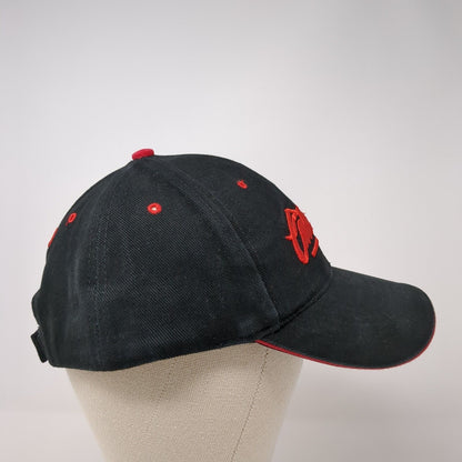 Caliente Strapback Hat Black OS Adjustable Embroidered Vented Holes 6 Panel