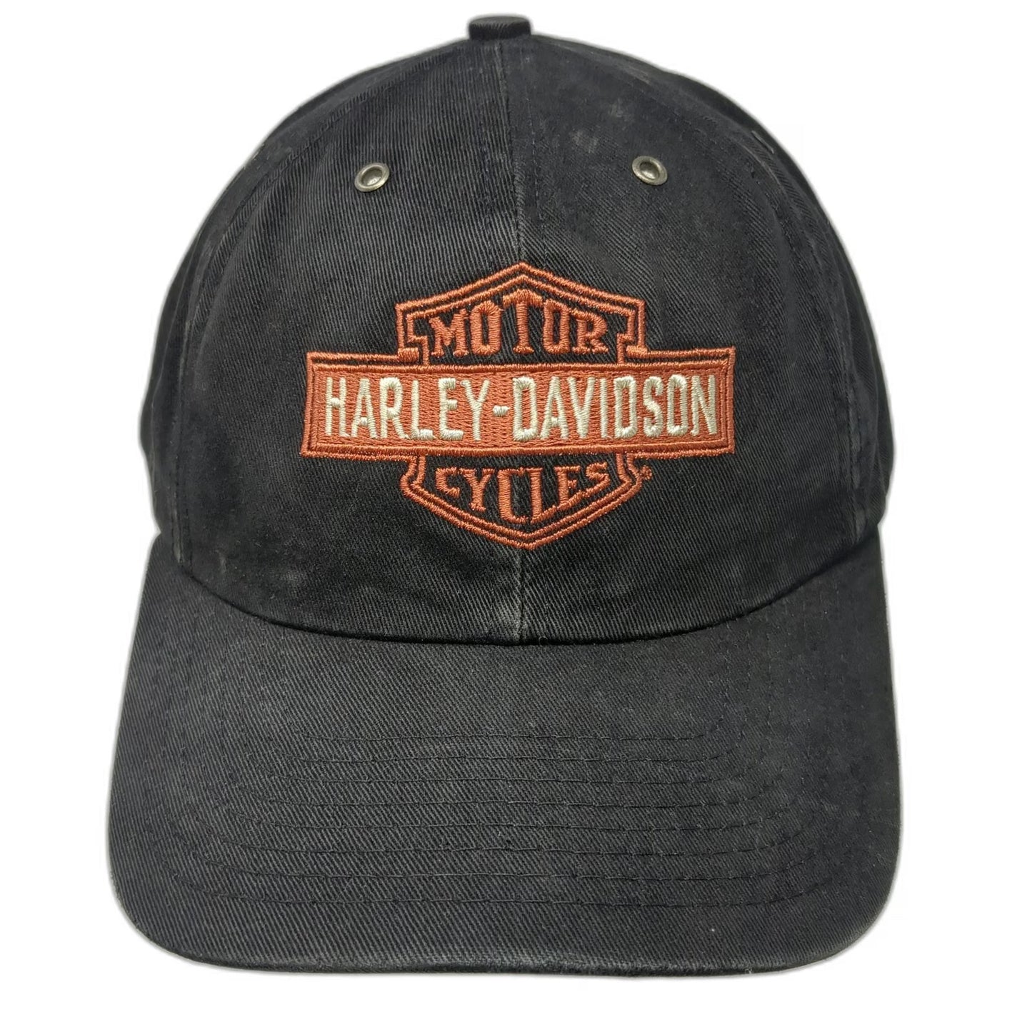 Harley-Davidson Baseball Cap Black One Size Strapback Leather Made In USA Hat