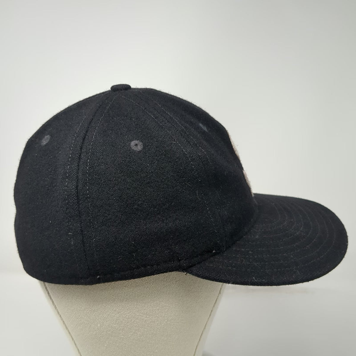 Ebbets Field Flannels Baseball Cap Black Wool Green Under Fitted Hat Vintage