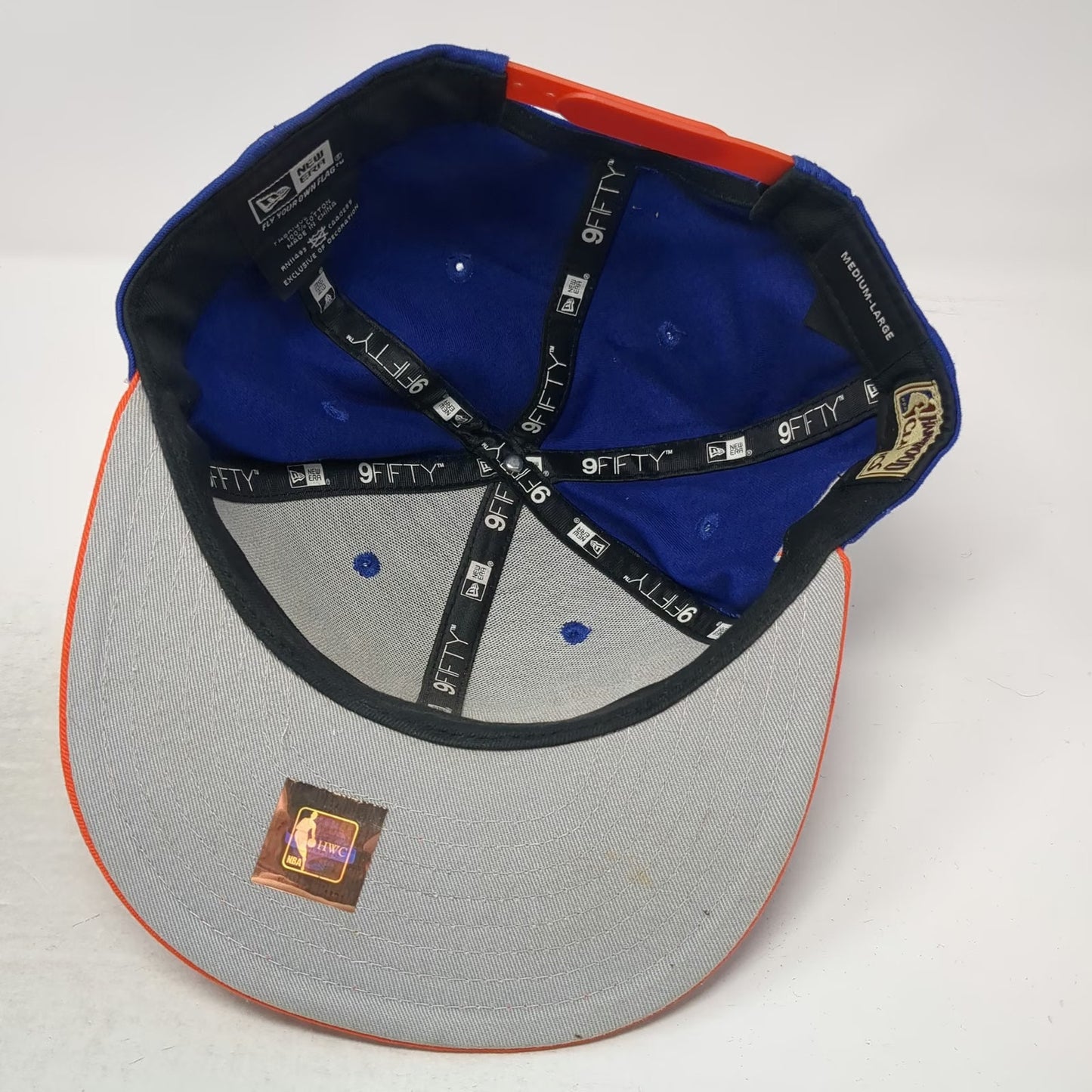 New Era NBA New York Knicks Snapback Hat Blue Orange L Hardwood Classics Patch