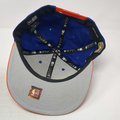 New Era NBA New York Knicks Snapback Hat Blue Orange L Hardwood Classics Patch