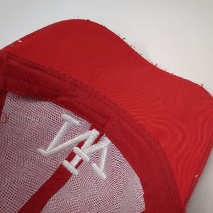 Red Baseball Cap One Size NY Logo Plaid Houndstooth Strapback Adjustable Hat