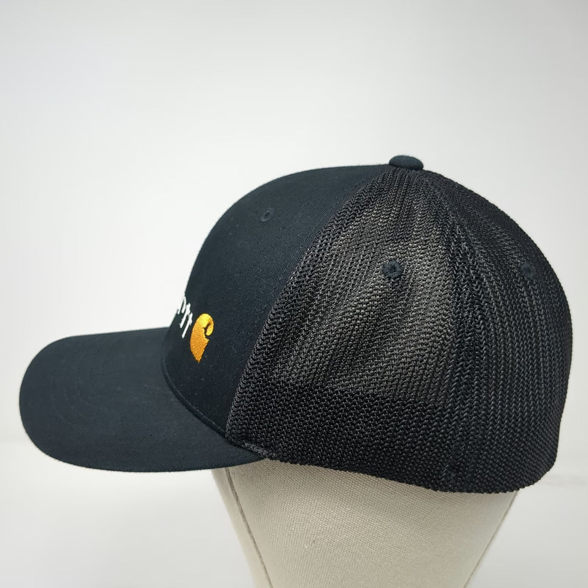 Carhartt Baseball Cap Black XL Mesh Back Flexfit Hat Embroidered Logo Workwear