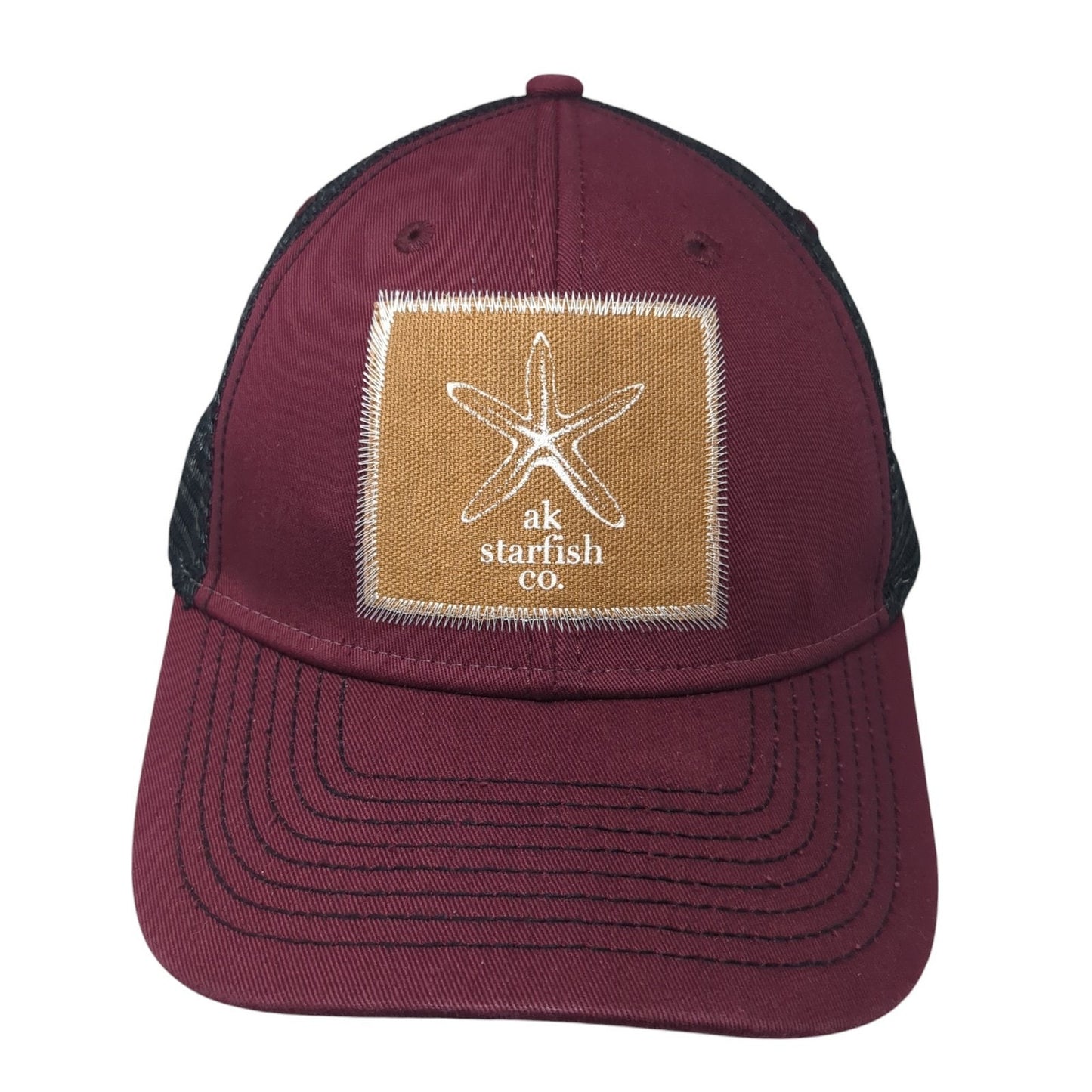 AK Starfish Co. Patch Snapback Trucker Hat Red One Size Mesh Back Ouray