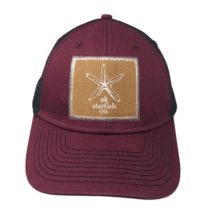 AK Starfish Co. Patch Snapback Trucker Hat Red One Size Mesh Back Ouray