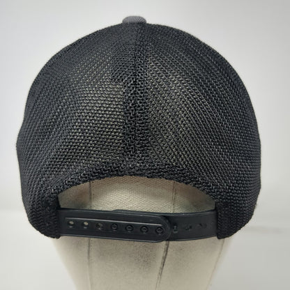Branded Bills Trucker Hat Gray Black One Size Mesh Back Leather Patch Mountain