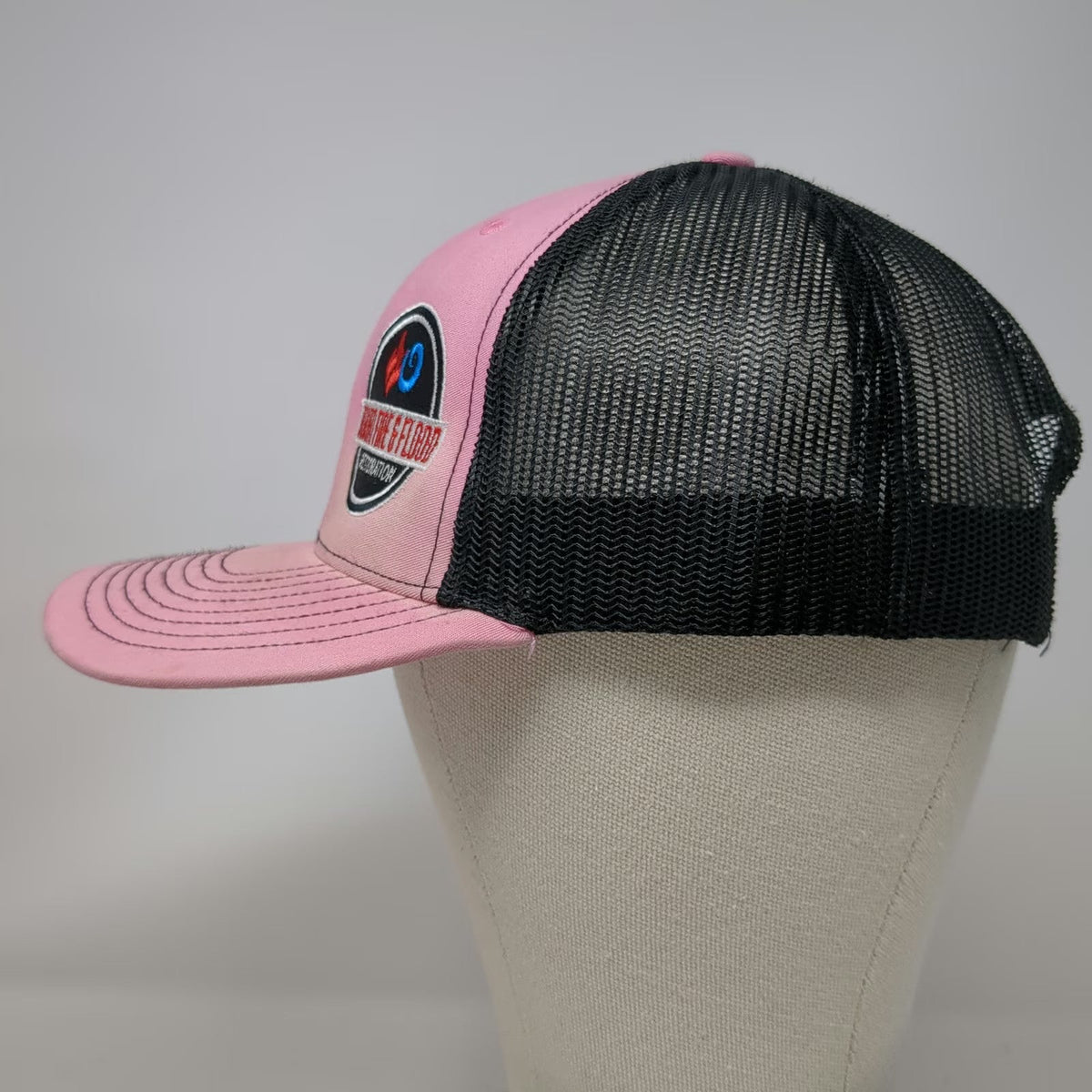 Richardson Trucker Hat Pink Black One Size Mesh Back Snapback Restoration Logo