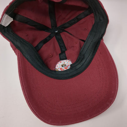 Doughnut Strapback Hat Red One Size Adjustable Embroidered Vented Holes 6 Panel