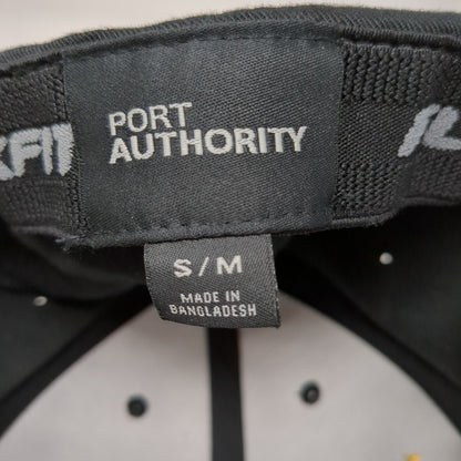 Bryson Fitted Hat Black S/M Flexfit Embroidered 6 Panel Port Authority