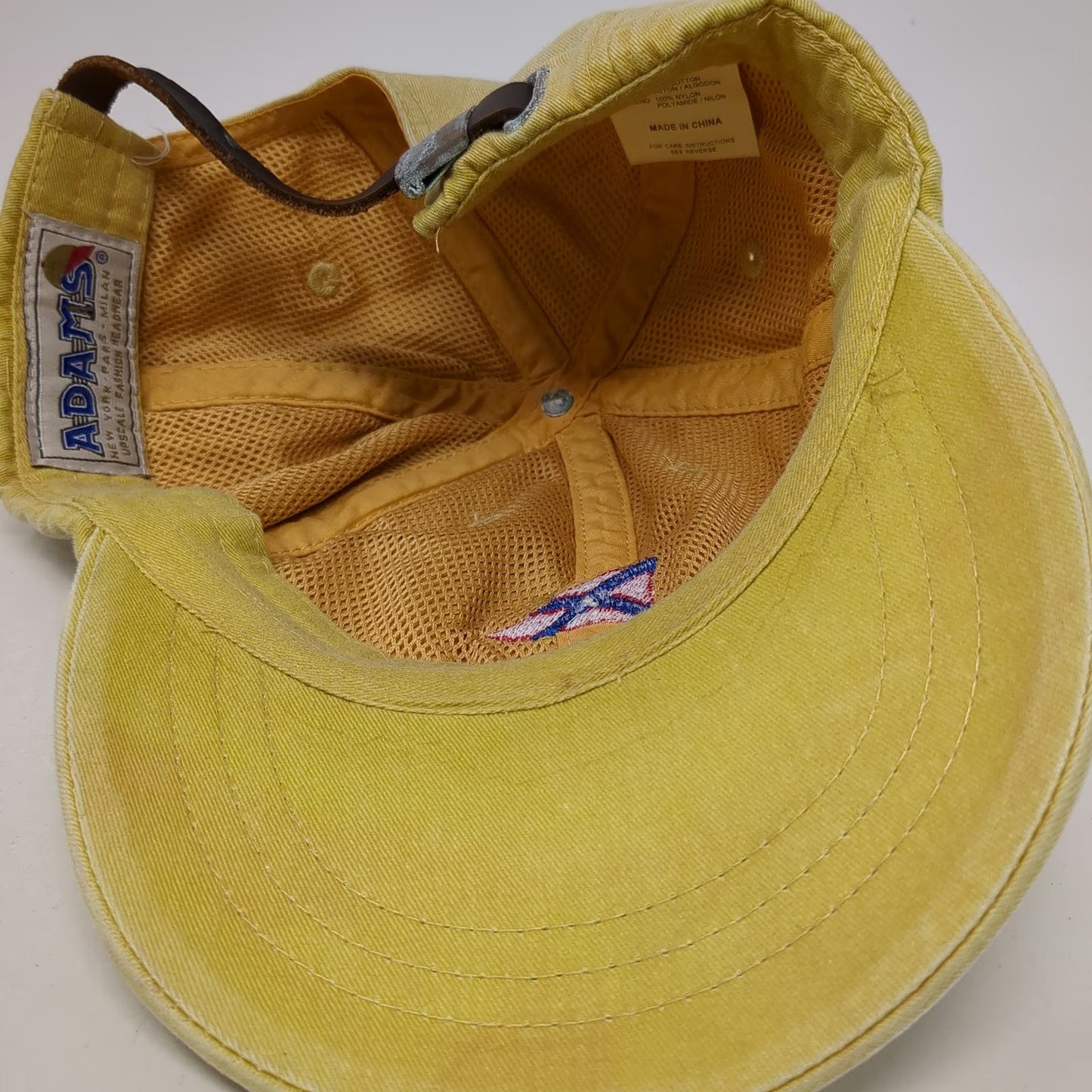 Adams Baseball Cap Yellow One Size Leather Strapback Nautical Burgee Flag Hat