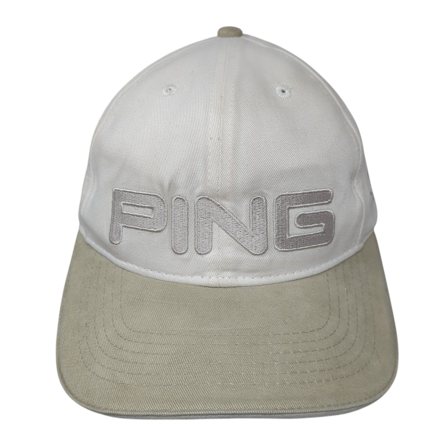 PING Slideback Hat White One Size Adjustable Colorblock Outdoor 6 Panel