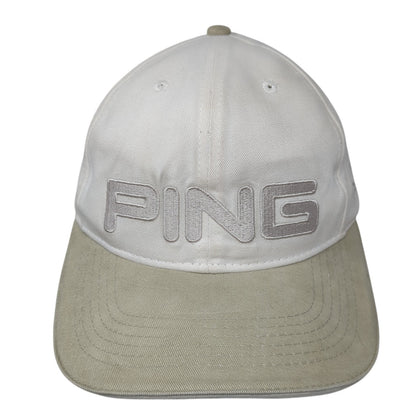 PING Slideback Hat White One Size Adjustable Colorblock Outdoor 6 Panel