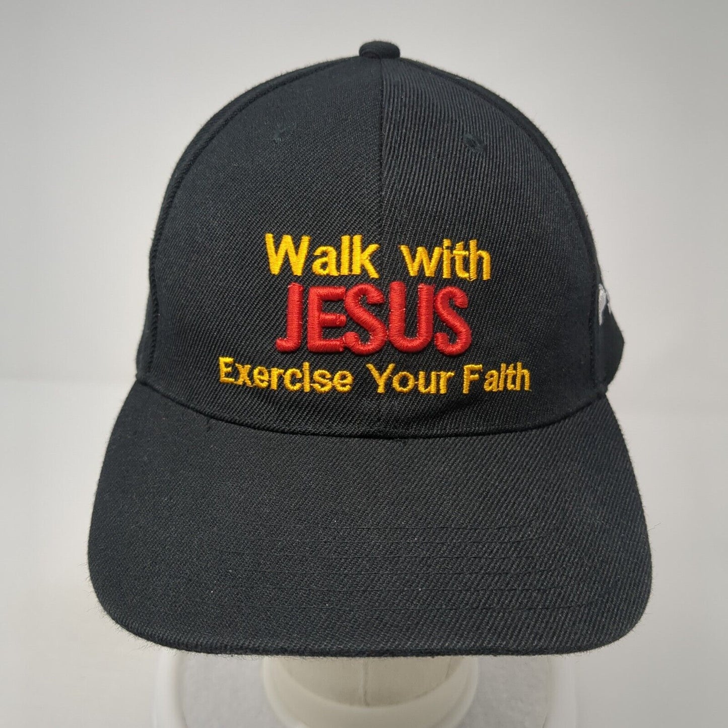 Walk With Jesus Exercise Your Faith Baseball Cap Black OS Adjustable Embroidered