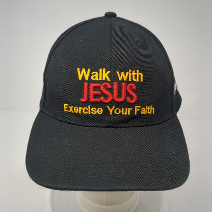 Walk With Jesus Exercise Your Faith Baseball Cap Black OS Adjustable Embroidered