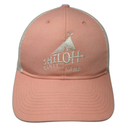 Port Authority Trucker Hat Pink One Size Snapback Shiloh Bible Camp Teepee Mesh