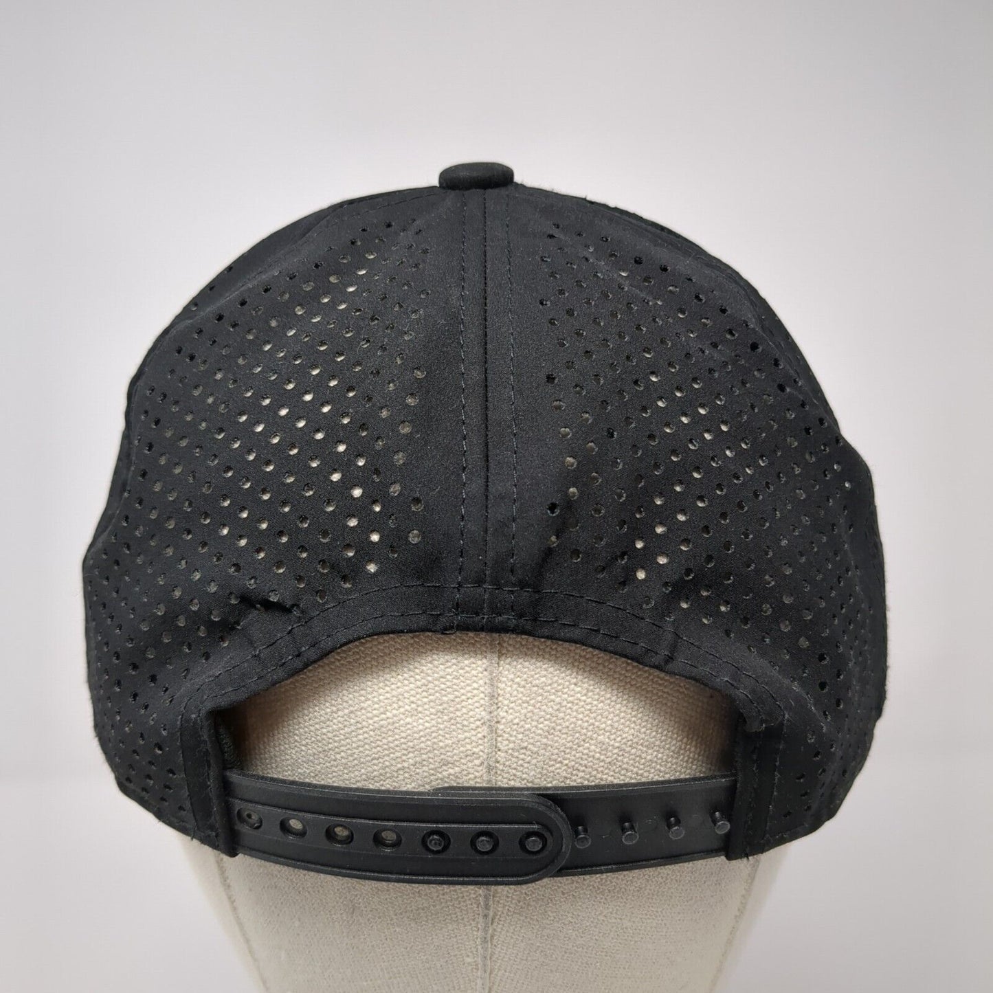 LinQ Snapback Hat Black One Size Adjustable Laser Cut Perforated Solid