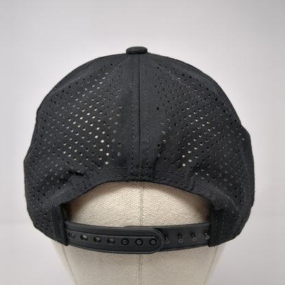 LinQ Snapback Hat Black One Size Adjustable Laser Cut Perforated Solid