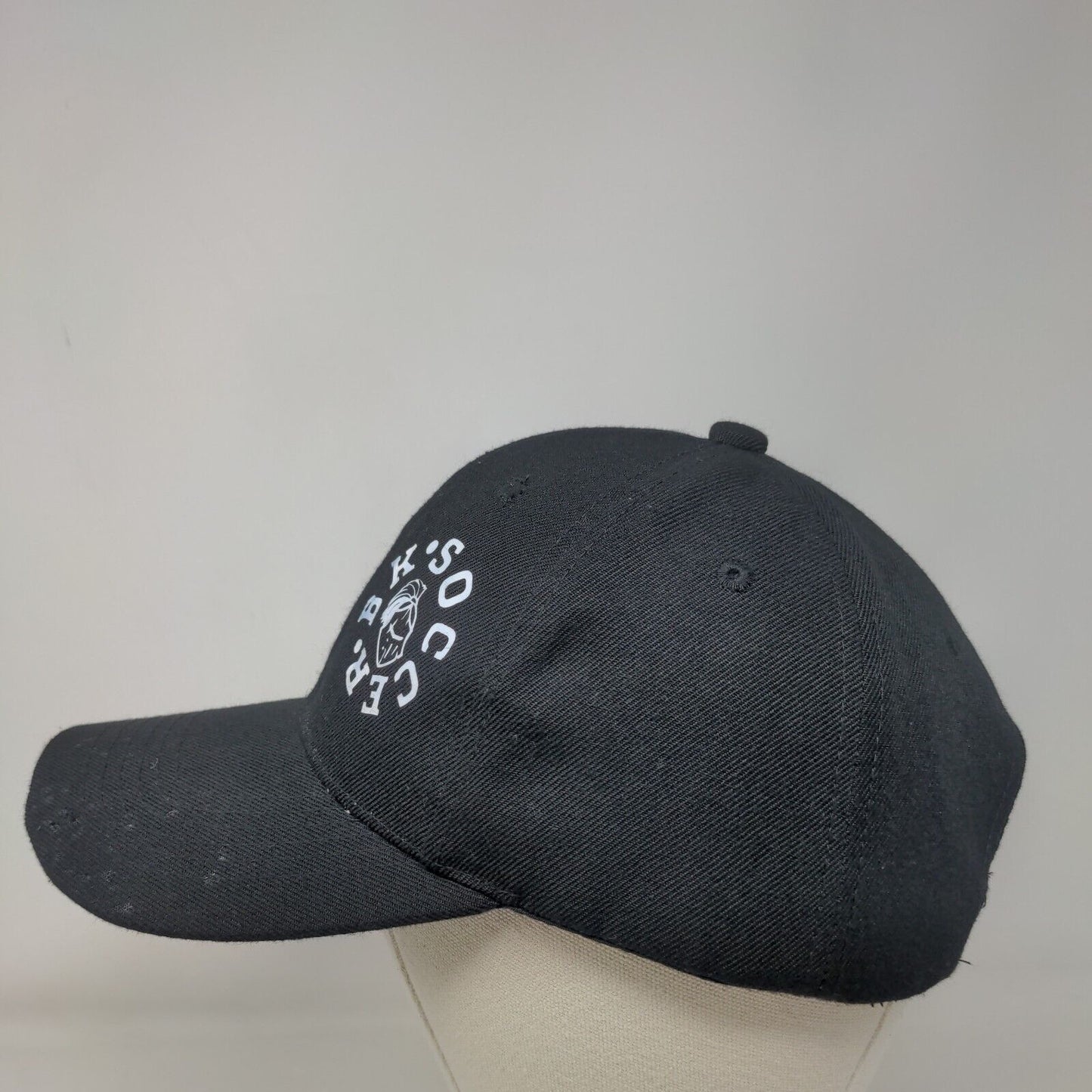 BK Soccer Strapback Hat Black One Size Adjustable Vented Holes 6 Panel